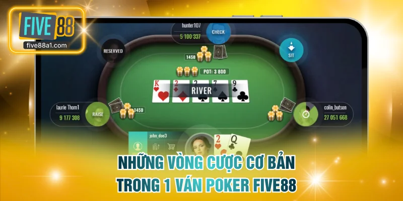 Những vòng cược cơ bản trong 1 ván poker FIVE88